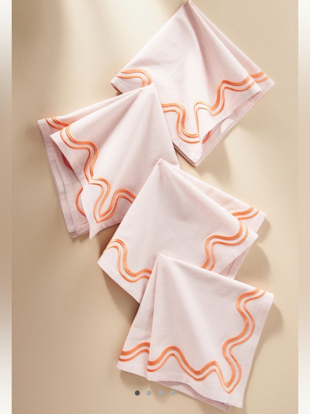 NEW Anthro Madeline Scallop Napkins, Set of 4 PINK
